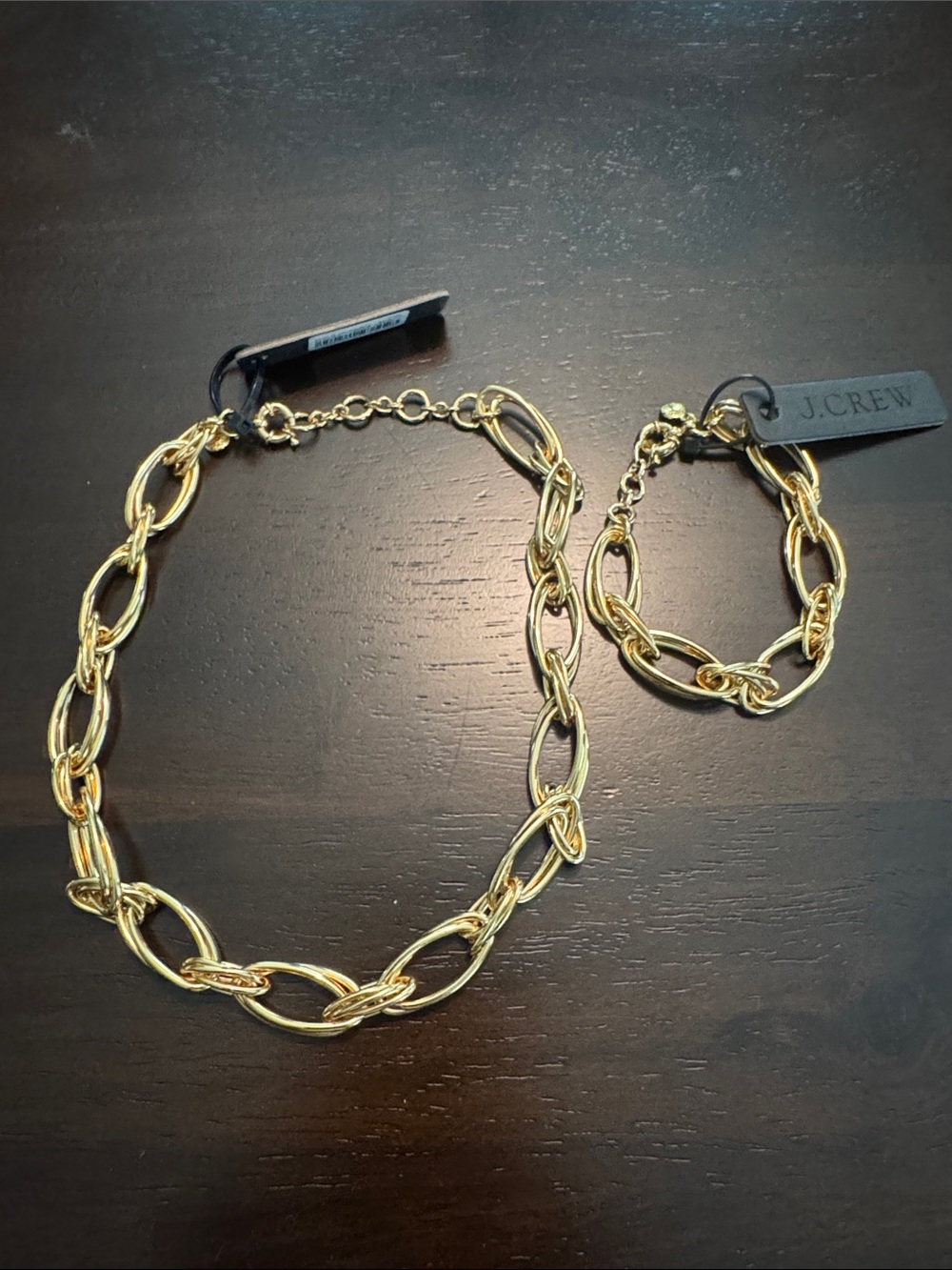 J. Crew Polished Gold Chain Necklace and Bracelet Set